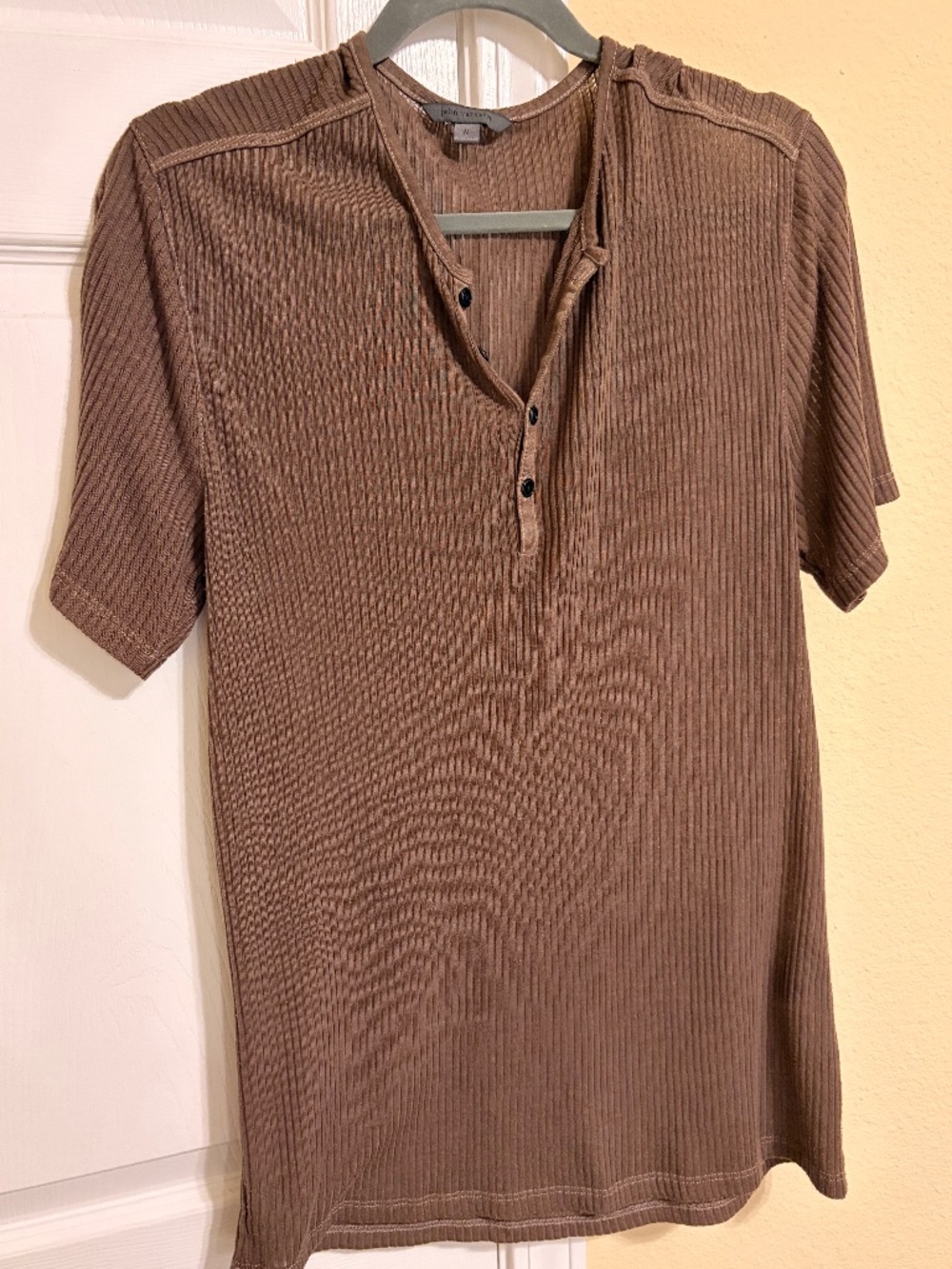 Brown Ribbed Henley